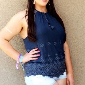 Lovestitch deep blue racer back tank top